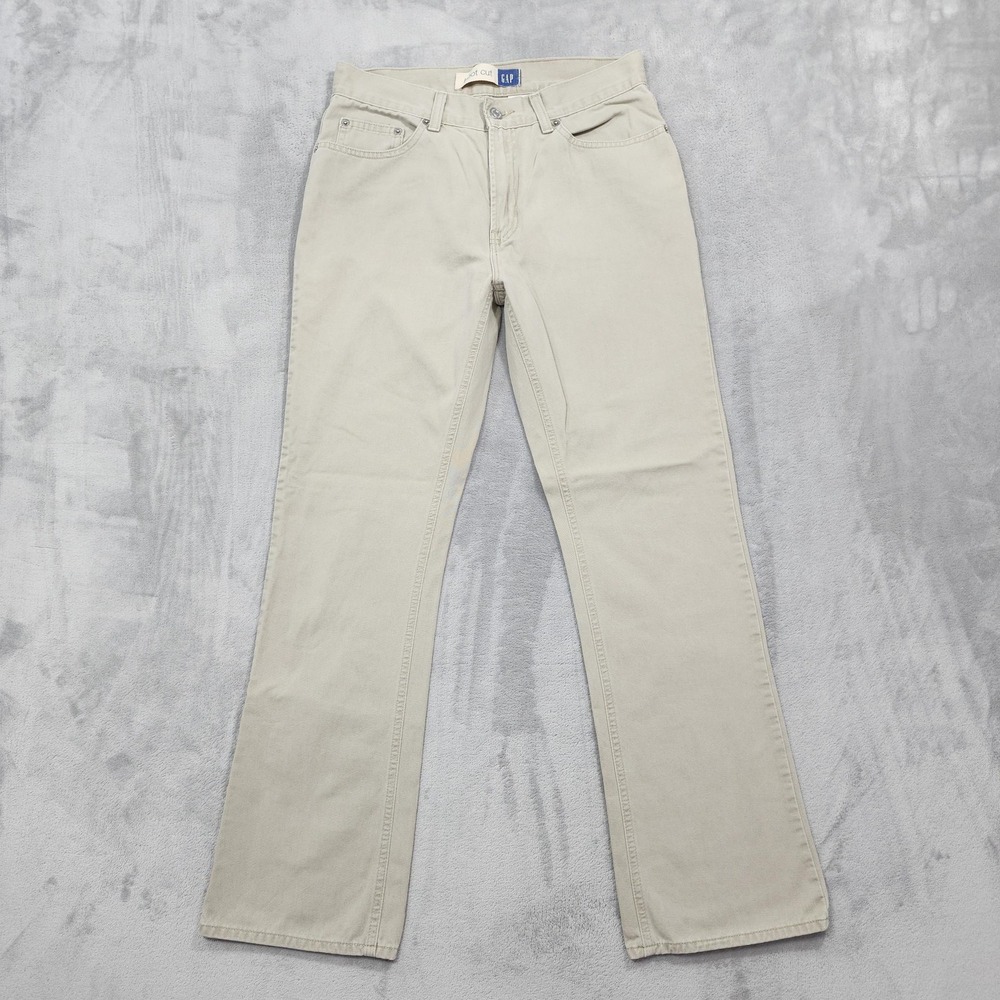 Gap Jeans Womens 8 Beige Khaki Mid Rise Bootcut Rigid Denim Casual Preppy